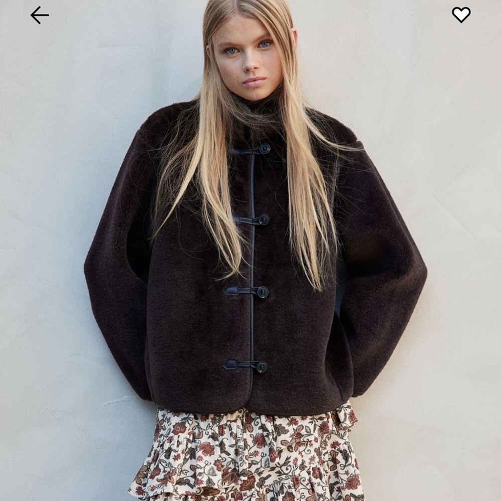H&m dark brown fluffy jacket